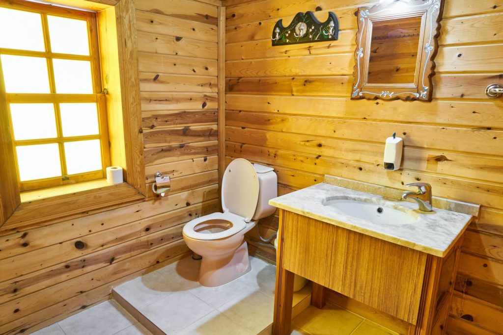 A Rustic Comfort Room, wooden wall with toilet huasurcing